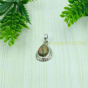 Colgante de Jaspe Unakita Natural, Colgante de Plata de Ley 925, Diseño Hecho a Mano, Joyería de Jaspe, Regalo de Navidad o Cumpleaños para Ella - Product Image 2