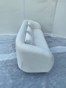 Canapé trois places moderne en tissu bouclé avec accoudoirs incurvés et dossier rembourré pour salon - Product Image 4