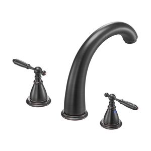 Rubinetto per vasca Romana a 3 fori con cascata e collo d'oca, set rubinetteria da bagno con 2 maniglie, montaggio su piano, per vasca e doccia - Product Image 1