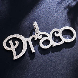 Colgante con Letra Draco, Chapado en Rodio, Cristal, Micro Pavé, Estilo Hiphop, Unisex, Joyería de Moda - Product Image 3