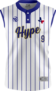 White <b>Star</b> Hype Baseball Jersey Men's Short Sleeve Striped Sublimated Print Breathable Polyester Adult Regular Fit Front - Product Image 3
