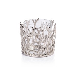 Porte-bougie cylindrique en métal, design corail argenté, résistant à la chaleur, décoration d'intérieur, lanterne - Product Image 5