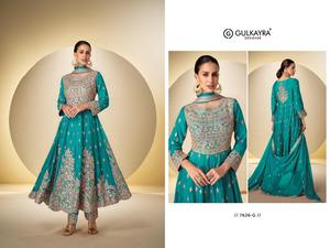Costume Anarkali brodé bleu, vêtements ethniques pakistanais et indiens pour femmes, tenue de fête de mariage - Product Image 2