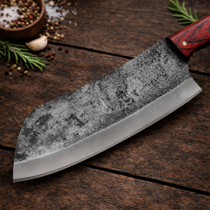 Handmade Carbon Steel Modern Ambidextrous Cleaver <b>Indoor</b> Outdoor Kitchen <b>BBQ</b> Cooking Full Tang Dishwasher Safe 7in Blade Chef - Product Image 6
