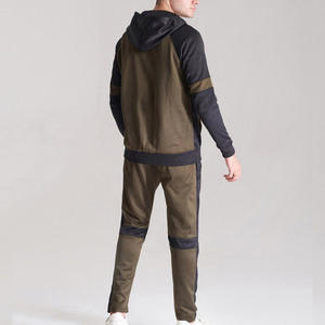 Ensemble de survêtement décontracté pour homme, vert olive, à capuche, 2 en 1, séchage rapide, léger, manches longues, sweat-shirt à cordon de serrage, pantalon de jogging - Product Image 4