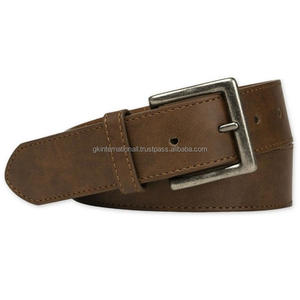Ceinture en cuir pour hommes simple et polyvalente de haute qualité en gros d'usine ceinture en cuir indienne avec boucle en laiton argenté antique - Product Image 4