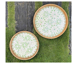 Plateau de rangement artisanal en rotin de qualité supérieure avec incrustations de nacre, provenant d'un fournisseur vietnamien - Plateau de rangement au fini artisanal - Product Image 2