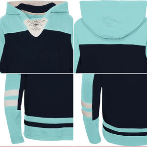 Sweat à capuche de hockey personnalisé et unique, 100 % coton, en sergé, maillot de hockey sur glace avec capuche et lacets - Product Image 6