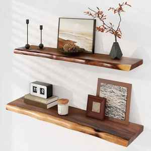 Modern Wooden <b>Floating</b> Shelf <b>Wall</b> Mount Dark Brown Multi Tier Vertical Storage Ledge Display Organizer Rack <b>Unit</b> Home Decor - Product Image 6