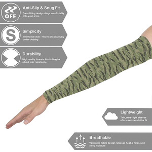 Manchon de compression noir en Spandex/Polyester imprimé par transfert thermique, motif drapeau américain, protection anti-UV, pour cyclisme, course à pied, gym - Product Image 5