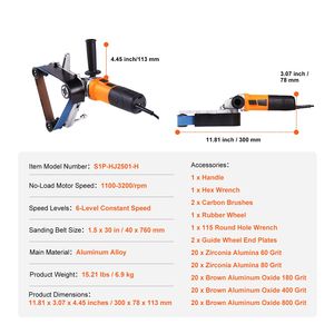 Levigatrice a Nastro Professionale da 1000W, 6 Velocità Variabili 1100-3200rpm per Levigatura del Legno, 110V - Product Image 4