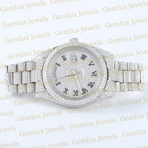 Nueva colección Roman Dial D VVS Moissanite Diamond Totalmente helado Acero inoxidable Hombres Hip Hop Diamond Watch - Product Image 2