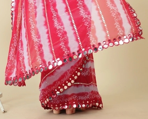 Sari de Georgette con Estampado Floral Estilo Bollywood KV - Product Image 2