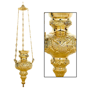 Vela de aceite colgante de latón para vigilias |   Lámpara Colgante para Santuario con Cadenas – DOUBLE VEE EXPORTS - Product Image 1