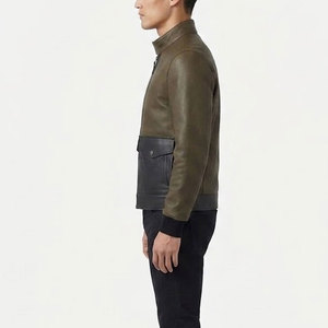 Premium Casual <b>Leather</b> <b>Jacket</b> For <b>Men</b> <b>Genuine</b> <b>Leather</b> Stand Collar Zipper Pockets Smooth Texture Adjustable Cuffs - Product Image 5