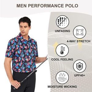 Camisas de Golf Personalizadas para Hombre, Orgánicas, con Protección Solar SPF 30, Sublimación con Impresión Completa, 75% Poliéster, 25% Elastano, Ropa de Golf de Alto Rendimiento - Product Image 5