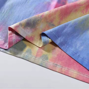 Camiseta de Manga Corta con Cuello Redondo y Estampado Tie-Dye para Hombre, Talla Grande, Informal, Tejido de Punto, Diseño con Patrón Azul, Rosa y Amarillo - Product Image 5