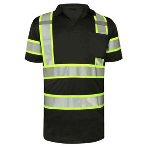 High Visibility Breathable Cotton Polo Shirt with Reflective Strips for Construction Workwear Custom Clothing Water Resistant - Product Image 3