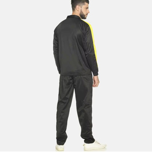 Men's Black Yellow Striped Tracksuit Full Zipper <b>Jacket</b> With Side Pockets Breathable Sporty Style Winter Wear - Product Image 2