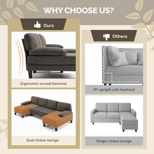 "Modern Feather-Filled Sectional <b>Sofa</b> 111.4 Inches Armless Living Room Use Removable <b>Cover</b>" - Product Image 4