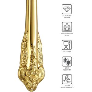 Splendido Set di 4 Coltelli da Cena in Acciaio Inossidabile 18/10 da 17,5 cm e Spalmaburro Dorati - Product Image 2