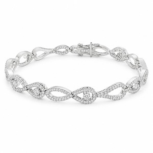 Bracelet Infinity en Diamant, Or Blanc 18 carats, Chaîne à Maillons Pavés, Diamant Cultivé en Laboratoire, Bracelet de Luxe à la Mode, Personnalisé - Product Image 4