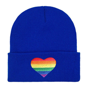 Unisex White Beanie Hat With Rainbow Heart Embroidery Casual <b>Winter</b> <b>Cap</b> For Adults - Product Image 6