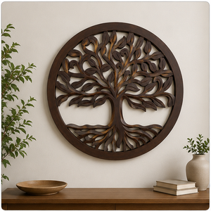 Handmade Wooden Wall Art Tree Foliage Design <b>Square</b> Rustic Home Decoration Large <b>Frame</b> Light Brown Mango Wood Craft - Product Image 5