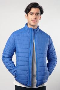 Veste matelassée bleue pour homme, col montant, fermeture éclair, couleur unie, style décontracté, matière polyester - Product Image 5