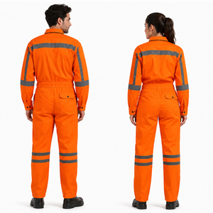 Overol de Trabajo Naranja de Alta Visibilidad Personalizado 2026, Overol de Seguridad Reflectante, Overol Industrial para Mecánicos, para Hombres y Mujeres - Product Image 3