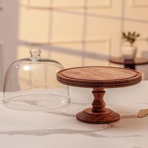 Soporte Multiusos Ecológico Hecho a Mano de Madera para Servir Pasteles con Tapa Acrílica, Elegante Exhibidor de Postres de Madera de Acacia, Curio Craft - Product Image 5