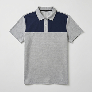 Polo Personalizado para Hombre con Bloques de Color en el Pecho, Gris Jaspeado, Algodón Piqué Transpirable, Manga Corta, para Golf, Verano - Product Image 6