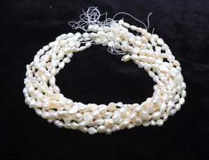 Perlas de agua dulce blancas naturales, forma barroca, perlas de arroz para la fabricación de joyería, perlas blancas de alta calidad, venta al por mayor. - Product Image 6
