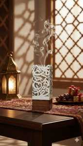 Quemador de Incienso de Madera con Caligrafía Árabe – Soporte para Bakhoor Hecho a Mano, Decoración Islámica para el Hogar y Ramadán, Elegante Mabkhara de Madera - Product Image 3