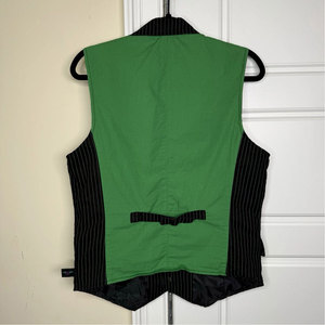 Chaleco gótico a rayas para hombre, negro, verde, estilo punk, con botones, bolsillos con solapa, forro de algodón, 2026 - Product Image 2
