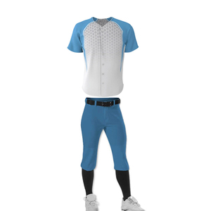 Ensemble de maillots de baseball pour hommes, bleu et blanc, imprimé géométrique, manches courtes, évacuation de l'humidité, coupe athlétique, toutes saisons - Product Image 1