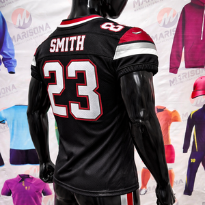 ชุดยูนิฟอร์มอเมริกันฟุตบอลแบบกำหนดเอง ขาสั้นด้านหน้า ปักชื่อและหมายเลขผู้เล่นตามสั่ง แห้งเร็ว ระบายอากาศได้ดี ป้องกันแบคทีเรีย - Product Image 3