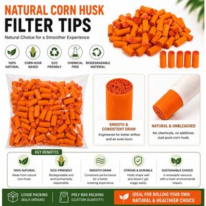 ไส้กรองบุหรี่ LIPTIPS ทำจากเปลือกข้าวโพดธรรมชาติ เป็นมิตรต่อสิ่งแวดล้อม ย่อยสลายได้ทางชีวภาพ สำหรับบุหรี่และซิการ์ |   สีส้ม | ขนาด 9x20 มม. - Product Image 6