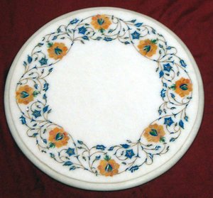 Beautiful <b>Round</b> Shape Polished Pietra Dura Handmade <b>White</b> Marble Inlay <b>Table</b> Top For Hotel <b>Table</b> Top And Home Decoration Price - Product Image 4