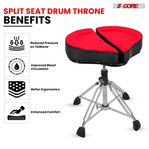 Taburete de batería de 5 patas con soporte de columna vertebral ajustable de 5 pulgadas, acolchado de piel sintética y capacidad de 250 lb - Product Image 2
