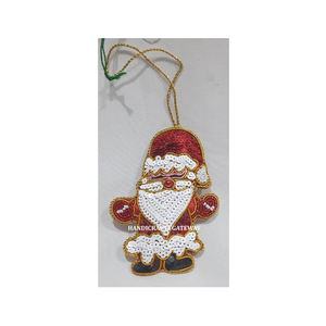 Hermosos abalorios de forma personalizada, adornos de decoración navideña con bordado Zari y trabajo de cuentas para regalo de Festival de Navidad - Product Image 3