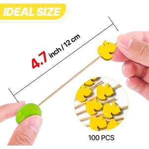 Stuzzicadenti Artigianali in Bambù a Forma di Anatra Gialla Naturale, Confezione da 100 Pezzi - Product Image 3