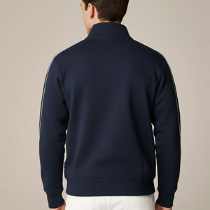 Sudadera con capucha de gran tamaño, pesada, con cremallera de un cuarto, bordada, con ribetes, personalizada OEM/ODM, estilo urbano - Product Image 6