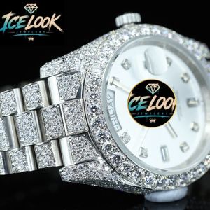 Reloj Mecánico con Aspecto de Hielo, Bisel de Diamantes, Esfera de Cristal, Reloj de Pulsera para Regalo y Moda - Product Image 2