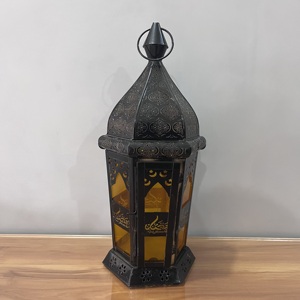 Artisan Design L642 Moroccan Iron Decorative <b>Lantern</b> with <b>Black</b> Finish - Product Image 4
