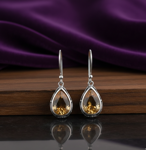 Boucles d'oreilles pendantes tendance 2026 en argent sterling 925 plaqué or 18 carats, couleur jaune poire, longues et imposantes, avec pierres précieuses, bijoux de fête - Product Image 3