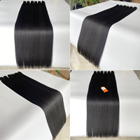 Precio al por mayor en mechones de trama de cabello humano vietnamita virgen Remy negro liso Natural 100% y cierre tipo de cabello indio