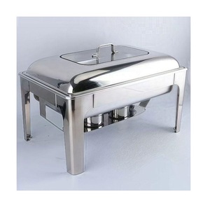 Plats de service en métal doré ou ivoire pour buffet d'hôtel, plats de service ronds ou rectangulaires en acier inoxydable pour hôtel, en vente - Product Image 3