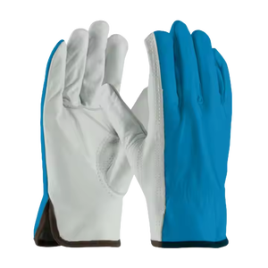 High Quality Premium Cowhide Leather Driver Work Gloves With Keyston <b>Thumb</b> and Brown Elastic <b>Cuff</b> Heavy Duty Durable Gloves - Product Image 4
