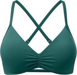 Soutien-gorge de sport vert à dos croisé pour femme, maintien élevé, sans coutures, extensible, respirant, idéal pour le yoga et le fitness - Product Image 1